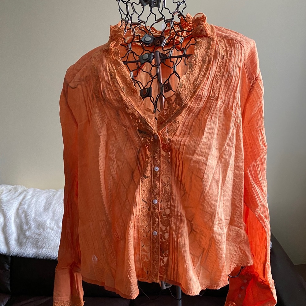 Free People Clemence Buttondown - Super Tropical Size XL - Picture 4 of 17